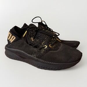 Puma Ignite Tsugi Shinsei Black Gold Lace Glam Shoes Size US Women 9.5 Feminine